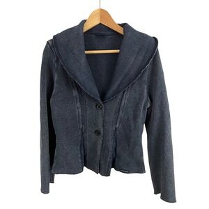 Blue Willi's Cardigan Sweater Women Small Blue Cotton Knit Shawl Collar